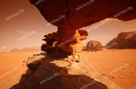 The Landscape of the Wadi Rum Desert in Jordan in the middle east.