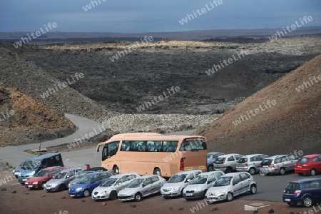 The  Vulkan National Park Timanfaya on the Island of Lanzarote on the Canary Islands of Spain in the Atlantic Ocean. on the Island of Lanzarote on the Canary Islands of Spain in the Atlantic Ocean.
