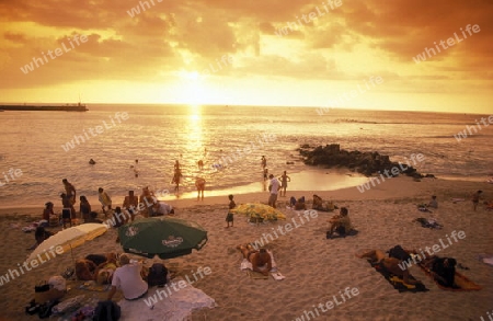 a Beach near St Gilles les Bains on the Island of La Reunion in the Indian Ocean in Africa.