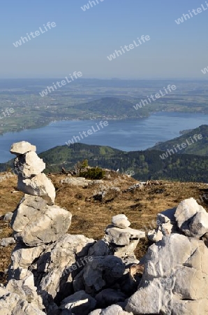 Blick vom Hochlecken zum Attersee