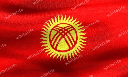 Kyrgyzstan flag - realistic waving fabric flag