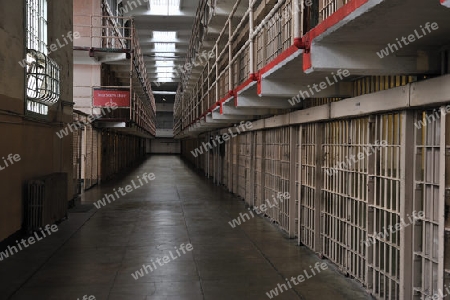 Blick in einen Zellenblock im Gef?ngnis,   Alcatraz Island, Kalifornien, USA