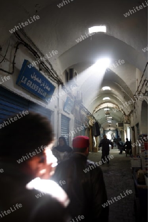 Afrika, Nordafrika, Tunesien, Tunis
Eine Gasse in der Medina mit dem Markt oder Souq in der Altstadt der Tunesischen Hauptstadt Tunis.




