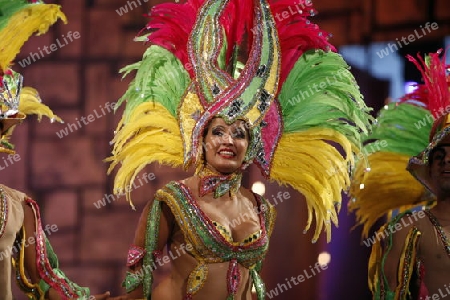 the carneval in the city of Las Palmas on the Island Gran Canary on the Canary Island of Spain in the Atlantic Ocean. 