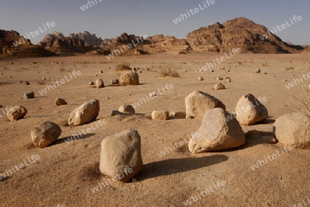 The Landscape of the Wadi Rum Desert in Jordan in the middle east.