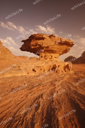 The Landscape of the Wadi Rum Desert in Jordan in the middle east.