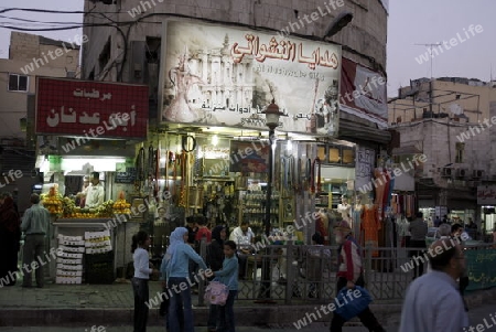 a market road in the City Amman in Jordan in the middle east.