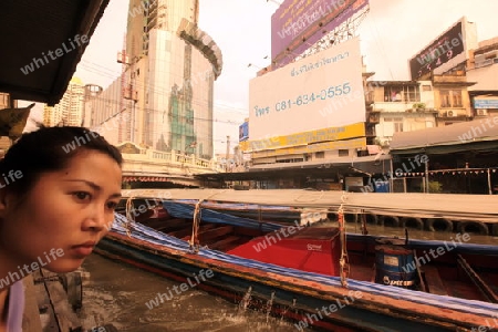 a Taxi Transport Boat on the Khlong Saen Saeb in the city centre at the pratunam aerea in the city of Bangkok in Thailand in Suedostasien.