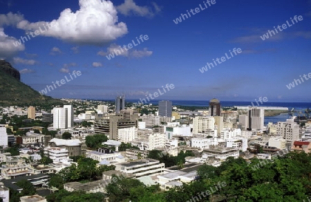 Das Stadtzentrum der Hauptstadt Port Louis an der Westkueste von Mauritius   