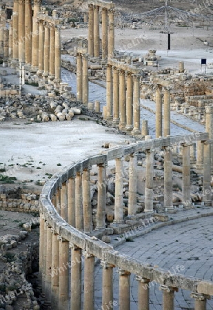 the Roman Ruins of Jerash in the north of Amann in Jordan in the middle east.