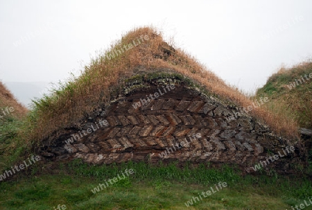 Der Norden Islands, Torfhaus von hinten am Museumshof Glaumb?r 