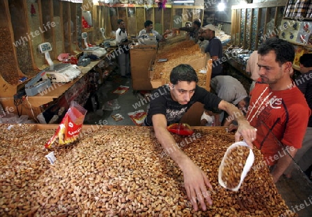 the Market or Souq in the city of Aqaba on the red sea in Jordan in the middle east.