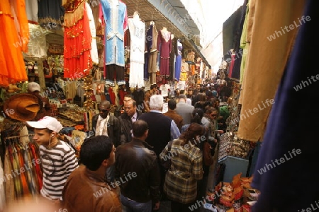 Afrika, Nordafrika, Tunesien, Tunis, Hauptstadt,  Altstadt, Architektur, Souq, Markt, Bazaar, Handel, Wirtschaft, Alltag, Menschenmenge, Menschen, Medina
Der Traditionelle Souq oder Markt oder Bazaar in der Altstadt oder Medina der Hauptstadt Tunis i