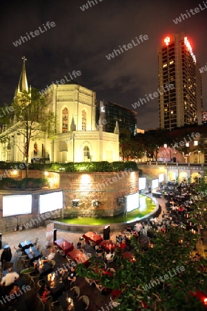 Asien, Suedost, Singapur, Insel, Staat, Stadt, City, Skyline, Zentrum, Konvent, Chijmes, Kirche, Bar, Restaurant, Nacht, Daemmerung, Abend, 