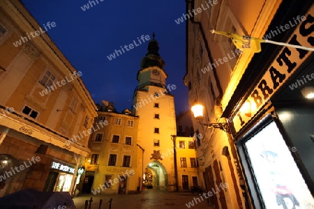 Europa, Osteuropa, Slowakei, Hauptstadt, Bratislava, Altstadt, Michalska Strasse, St Michaels Turm, Gasse, Sommer,  