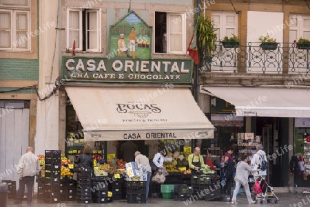 a fegetable and fruit shop in Ribeira in Ribeira in the city centre of Porto in Porugal in Europe.