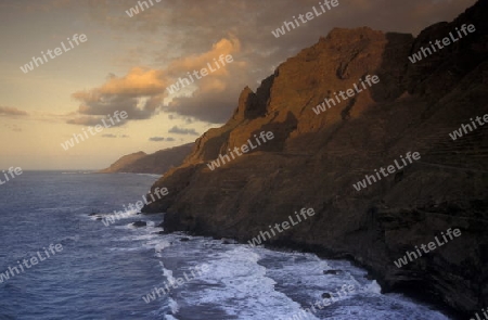 The village of Ponta do Sol near Ribeira Grande on the Island of Santo Antao in Cape Berde in the Atlantic Ocean in Africa.