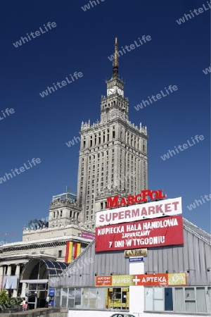 The Culture Palace in the City of Warsaw in Poland, East Europe.