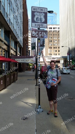 Route 66 Schild Begin Chicago Illinois