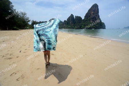 The Hat Railay Leh Beach at Railay near Ao Nang outside of the City of Krabi on the Andaman Sea in the south of Thailand. 