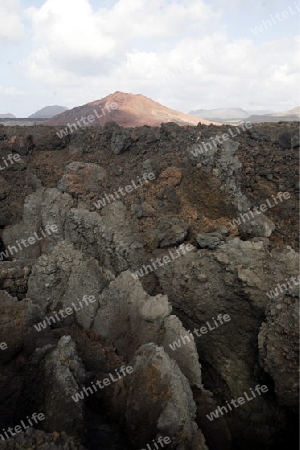 the Landscape of El Golfo on the Island of Lanzarote on the Canary Islands of Spain in the Atlantic Ocean. on the Island of Lanzarote on the Canary Islands of Spain in the Atlantic Ocean.
