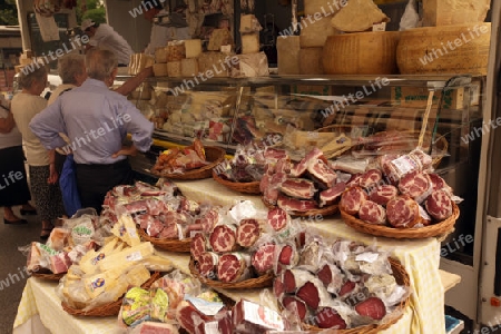 The Market in the town of Pallanza near to Verbania on the Lago maggiore in the Lombardia  in north Italy. 