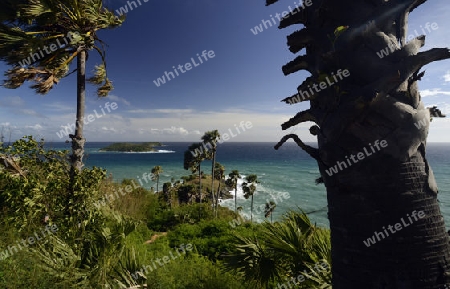 Der Aussichtspunkt Kap Promthep bei der Rawai Beach im sueden der Insel Phuket im sueden von Thailand in Suedostasien.