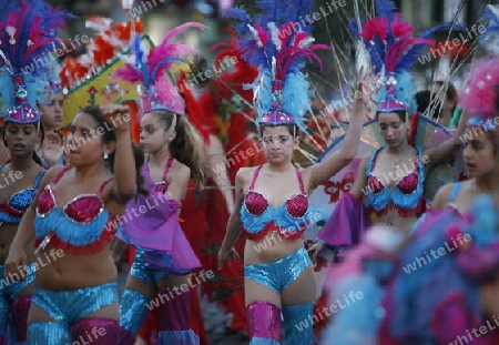 the carneval in the city of Las Palmas on the Island Gran Canary on the Canary Island of Spain in the Atlantic Ocean. 