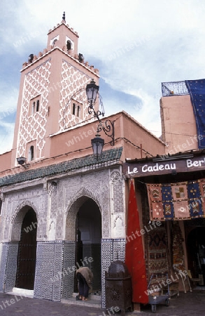 The Old Town near the Djemma del Fna Square in the old town of Marrakesh in Morocco in North Africa.

