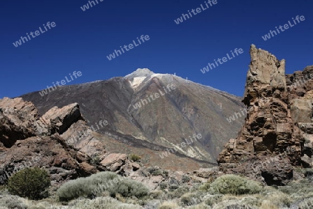 The Volcano Teide on the Island of Tenerife on the Islands of Canary Islands of Spain in the Atlantic.  