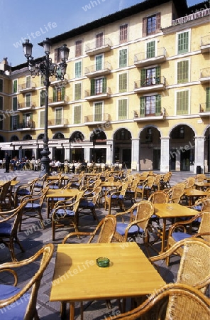 Die Palca de la Major in der Altstadt von Palma de Mallorca der Hauptstadt der Insel Mallorca einer der Balearen Inseln im Mittelmeer.    