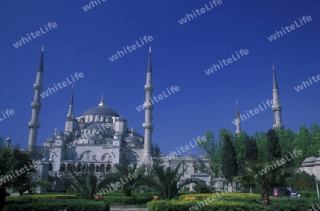 Die Blaue Moschee im Stadtteil Sulranahmet in Istanbul in der Tuerkey.