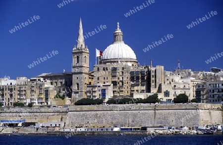 The St Paul Anglikan Cathedral at the Grand Harbour in the City of Valletta on Malta in Europe.