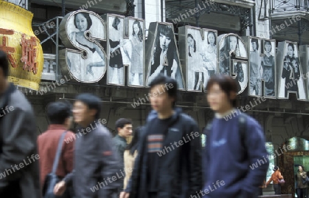 the Nanjing Dong Lu road in the City of Shanghai in china in east asia. 