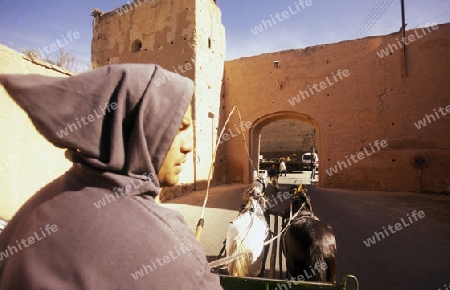 The Old Town near the Djemma del Fna Square in the old town of Marrakesh in Morocco in North Africa.
