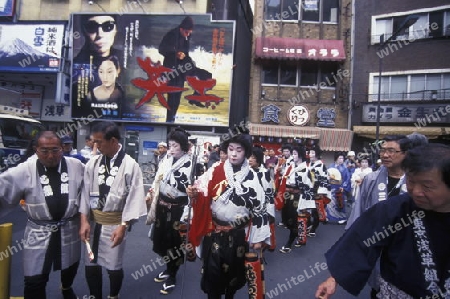 a Gaisha at the big Edo Festival at the Kanda-Matsuri Temple in the City centre of Tokyo in Japan in Asia,



