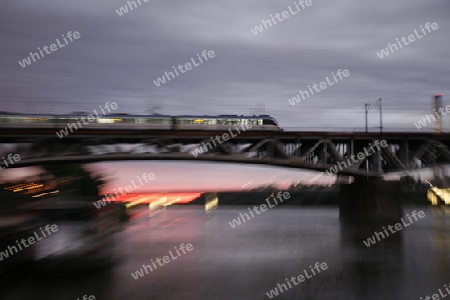 A City Train the modern City of Warsaw in Poland, East Europe.