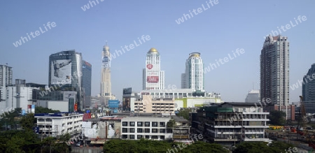 Das Stadtgebiet um Pratunam im Zentrum der Hauptstadt Bangkok von Thailand in Suedostasien.