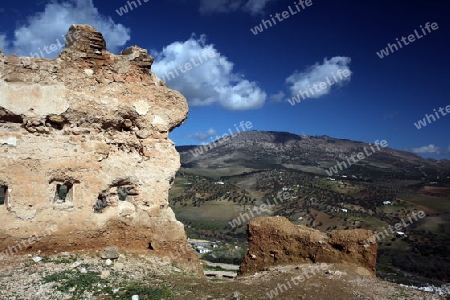 The Citywall in the old City in the historical Town of Fes in Morocco in north Africa.