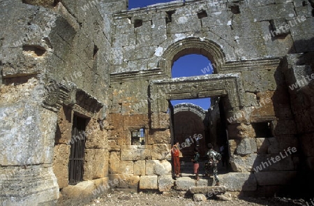 Die Ruinen von Palmyra in der Wueste Faydat in Syrien im Mittleren Osten in Arabien.