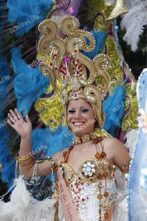 The Carneval in the Town of Tacoronte on the Island of Tenerife on the Islands of Canary Islands of Spain in the Atlantic.  