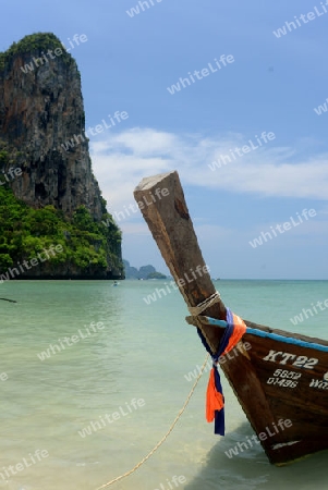 The Hat Railay Leh Beach at Railay near Ao Nang outside of the City of Krabi on the Andaman Sea in the south of Thailand. 