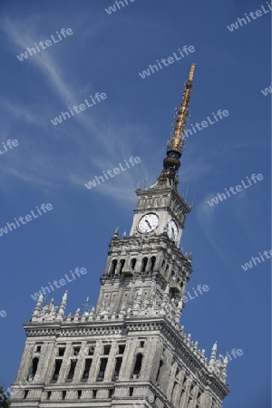 The Culture Palace in the City of Warsaw in Poland, East Europe.