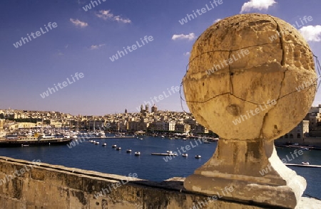 The centre of the Old Town of the city of Valletta on the Island of Malta in the Mediterranean Sea in Europe.
