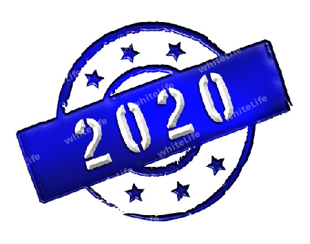 Sign and stamp named 2020 for your presentation, for websites and many more.