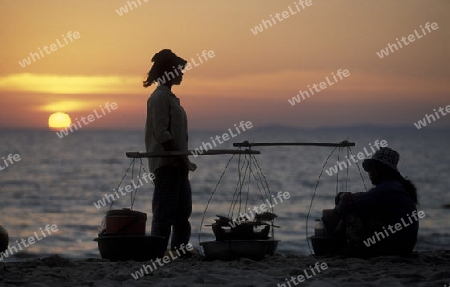 the beach at the coast of the Town of Sihanoukville in cambodia in southeastasia. 