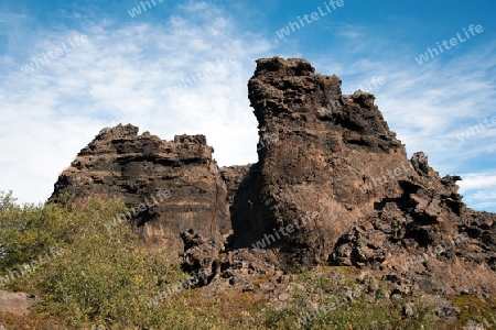 Der Nordosten Islands, Blick auf das Lava-Labyrinth Dimmuborgum am Myvatn-See bei Reykjahl??