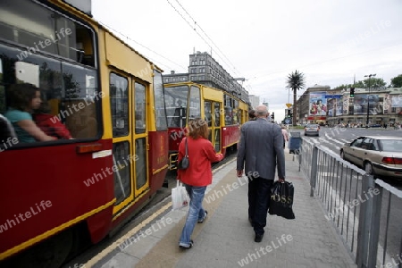 A City Train the modern City of Warsaw in Poland, East Europe.