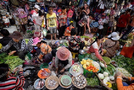 The Market in the old City of Siem Riep neat the Ankro Wat Temples in the west of Cambodia.