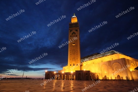 The Hassan 2 Mosque in the City of Casablanca in Morocco , North Africa.